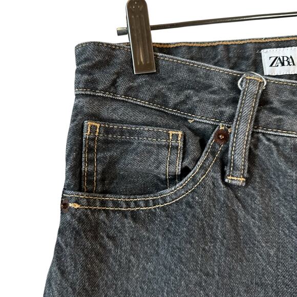 Zara TRF Womens Baggy Wide Leg Relaxed Fit Jeans Cuffed Gray Size US 8 Y2K Style - Picture 5 of 13